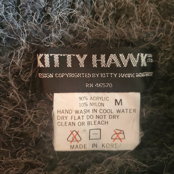 Vintage Kitty Hawk Oversize Sweater size Medium Gray Floral 80s Retro EUC Boho - Picture 2 of 11